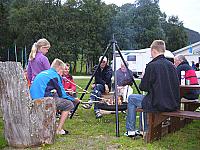 in the evening our guests sociable grill marshmellows on the fire in the 